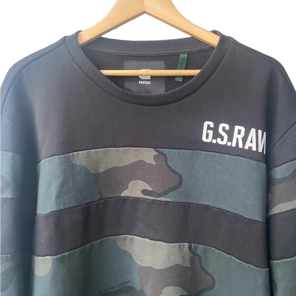 G-Star Raw Black Camo Graphic Sweatshirt With Logo Size XXL - Picture 5 of 11